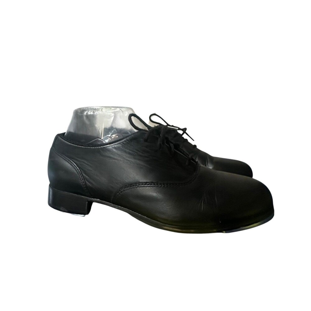 Bloch Black Leather Jazz Tap Dance Shoes Size 7.5 M Shockwave Taps Womens